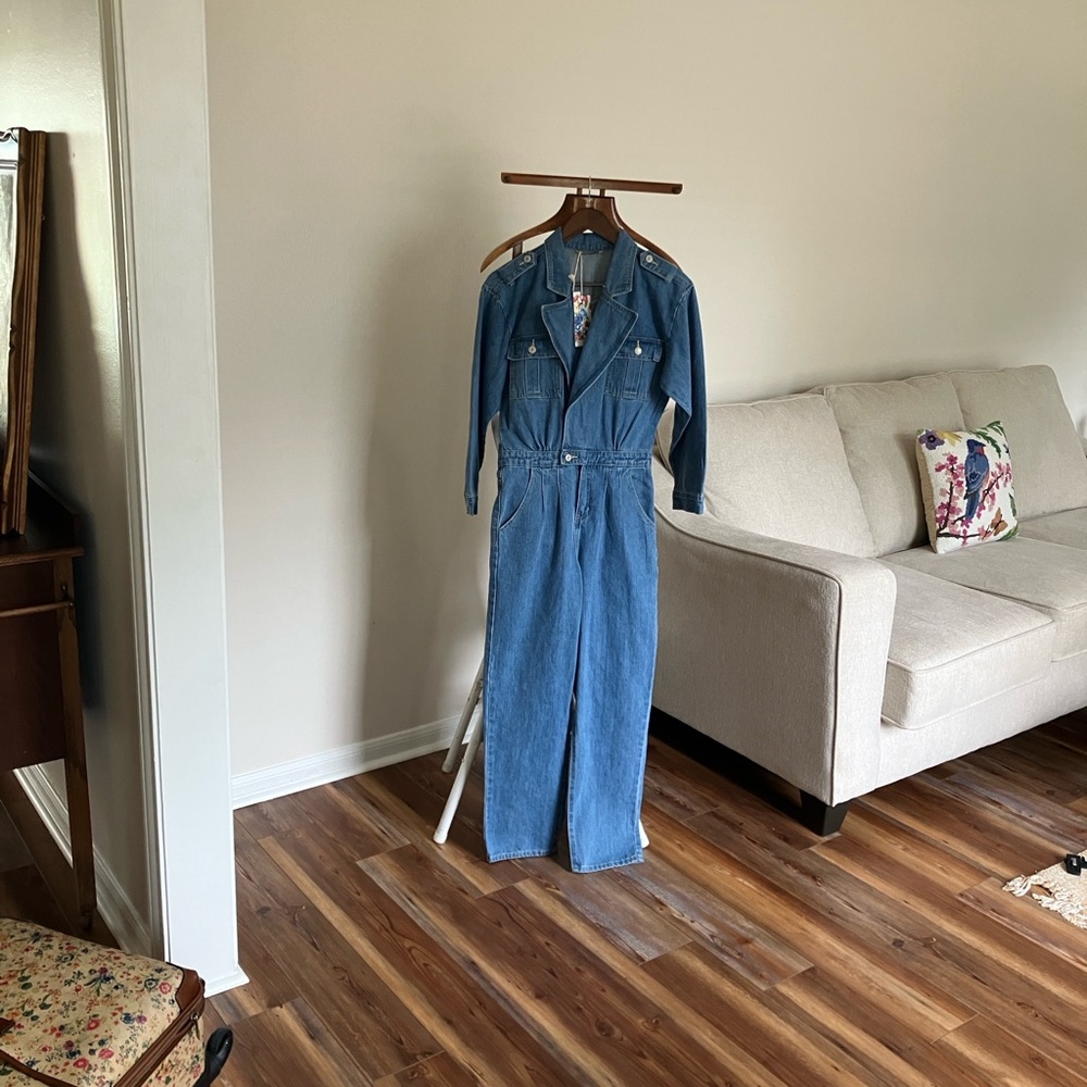 Blue Denim Jumpsuit - Picture 2 of 7